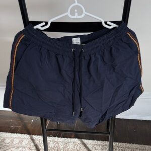 Paul Smith Dark Blue Athletic Shorts with Orange Accent